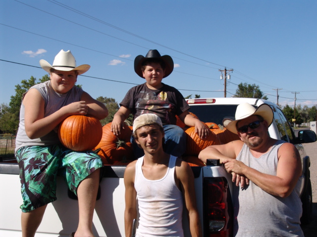 Dan, Cody, Josh and Nick with a load of pumpkins
