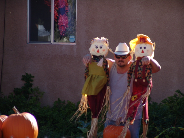 Dan with scarecrows