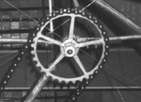Bicycle chain and sprocket used to power propellers on the Wright airplane