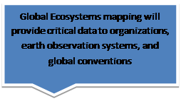 Rectangular Callout: Global Ecosystems mapping will provide critical data to organizations, earth observation systems, and global conventions