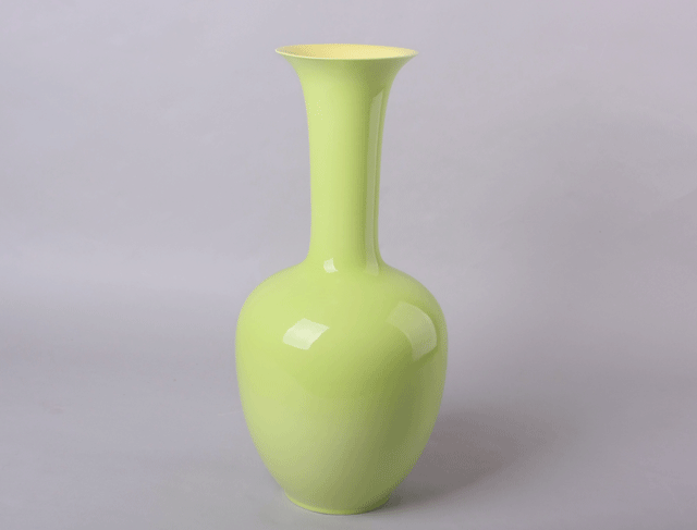 Green and yellow glaze jar