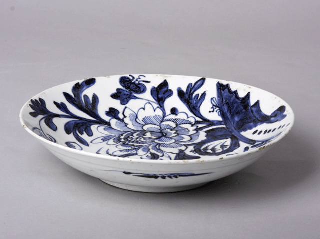 blue-on-white plate