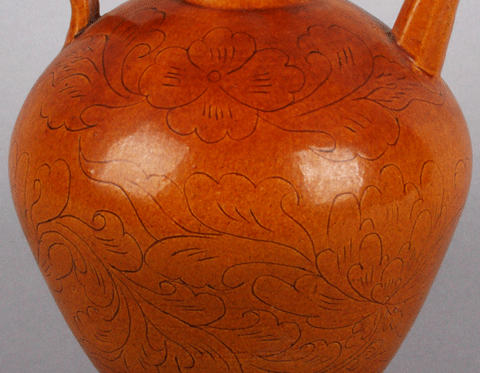 Honey glaze ewer, incised drawing