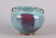 Blue and red glaze jar