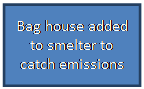 Text Box: Bag house added to smelter to catch emissions