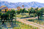 Balloons Landing in Alameda pastel by Jeff Potter SOLD BUT PRINT AVAILABLE