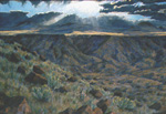 Volcanic Escarpment Storm pastel by Jeff Potter ORIGINAL &  ARCHIVAL PRINT AVAILABLE