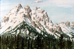 Late Spring Snow holds in the Teton Range watercolor by Jeff Potter