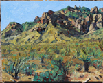 Chiricahua Mountain View near Portal, AZ - plein air oil painting by Jeff Potter AVAILABLE