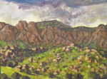 Plein air oil sketch in Sandia Mountain foothills by Jeff Potter SOLD