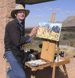 Jeff paiinting the Organ Mountains November 29, 2008