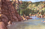 Arkansas River Shadows - pastel done en plein air by Jeff Potter AVAILABLE