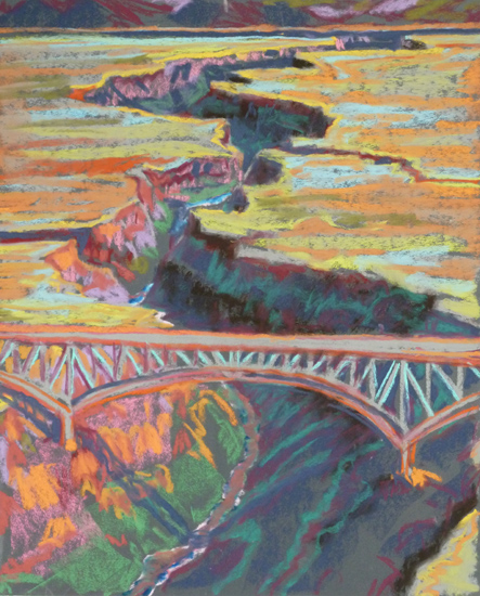 Rio Grande Gorge Bridge Extreme Color pastel by Jeff Potter AVAILABLE