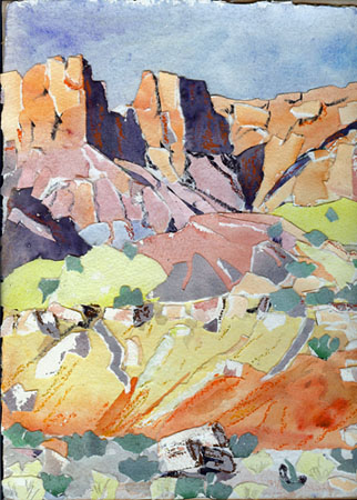 Beyond Long canyon watercolor paper collage AVAILABLE