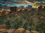 Castle Rock Sunset plein air oil painting by Jeff Potter AVAILABLE