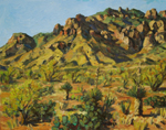 Chiricahua Mountain view near Portal, AZ plein air oil painting by Jeff Potter AVAILABLE