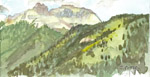 Cotbett Peak 4 x 7 plein air watercolor by Jeff Potter AVAILABLE