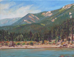 Fire smoke at Morphy Lake plein air oil painting by Jeff Potter AVAILABLE