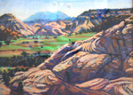 Henry Mountain Haze pastel by Jeff Potter SOLD