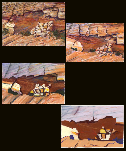 Escalante Rock Fall pastel series by Jeff Potter  AVAIL. INDIV. OR AS SET