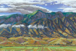 Low clouds, Sandia Mountains pastel by Jeff Potter AVAILABLE