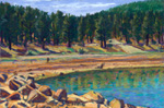 Low water at Morphy Lake plein air pastel by Jeff Potter SOLD