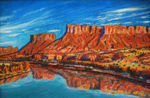 Moab Cliffs and Colorado River pastel by Jeff Potter AVAILABLE