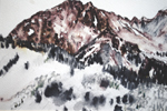 Mount Hayden near Aspen watercolor pen study done plein air by Jeff Potter AVAILABLE