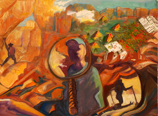 "Looking Glass of my life Derivation from Self Portrait at Zion" oil painting by Jeff Potter AVAILABLE