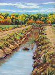 Canal near San Antonio, NM plein air pastel by Jeff Potter AVAILABLE