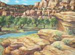 San Juan River from Simon Point - pastel done en plein air by Jeff Potter SOLD