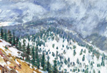 Snow squal coming - watercolor&acrylic plein air by Jeff Potter AVAILABLE