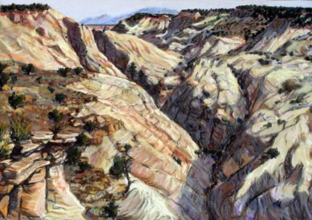 Dry Hollow Canyon Towards Navajo Mountain plein air pastel by Jeff Potter  SOLD