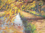 Cottonwood along Alameda Acequia pastel by Jeff Potter SOLD