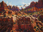 West Kolob Terrace, Zion Nat'l Park pastel done plein air by Jeff Potter SOLD