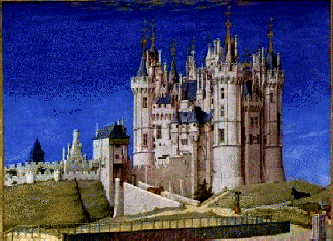 the image is a very 
elaborate castle...a painting from the Very Rich Book of the Hours.