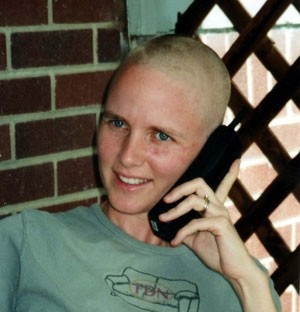 Kim after shaving her head, 2004