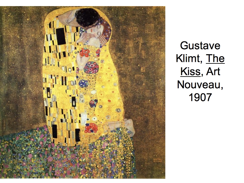 Gustave Klimt, The Kiss, Art Nouveau, 1907