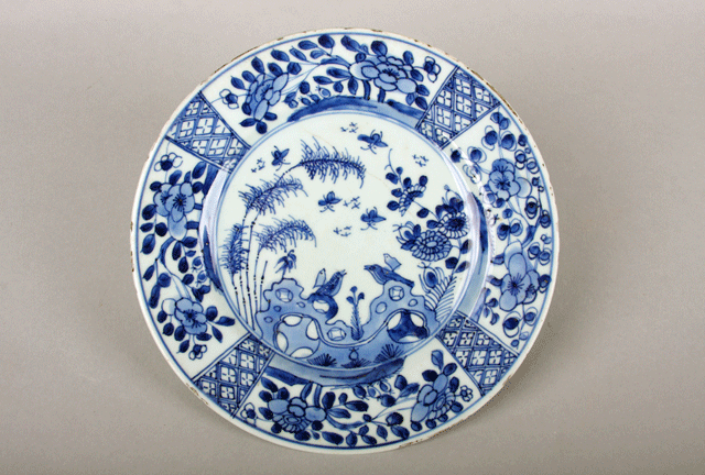 Blue and white plate