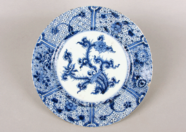 Blue and white plate