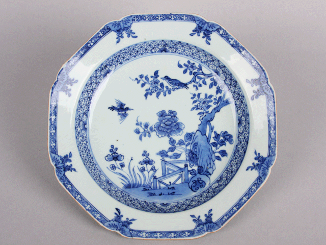 Blue and white plate