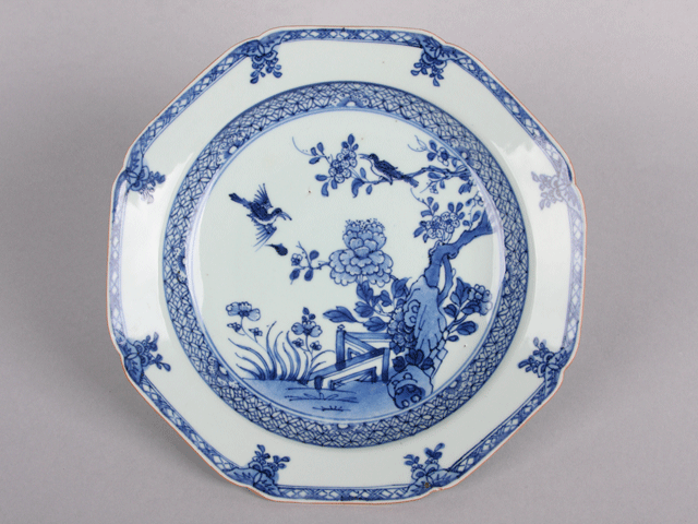 Blue and white plate