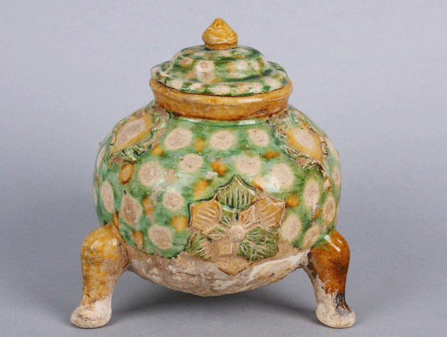 Polychrome tripod jar