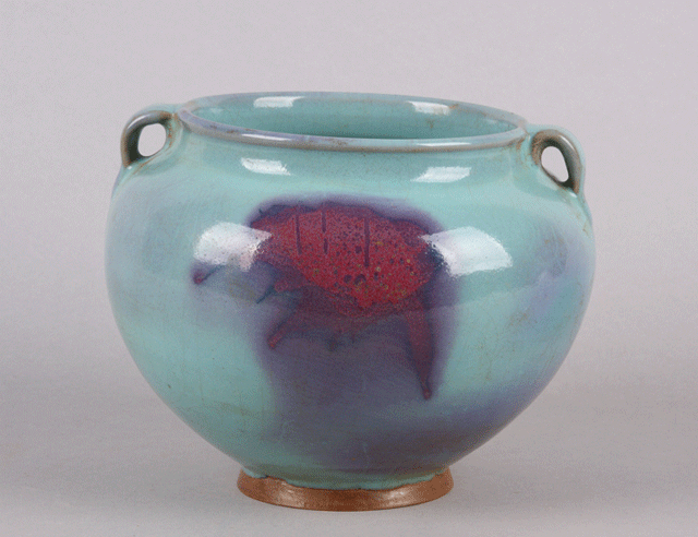 Blue and Red Glaze Jar