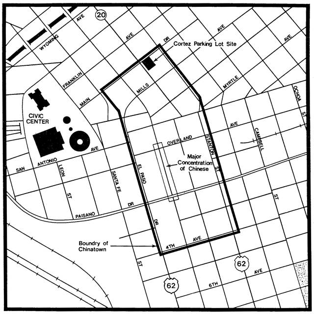Location of El Paso's Chinatown
