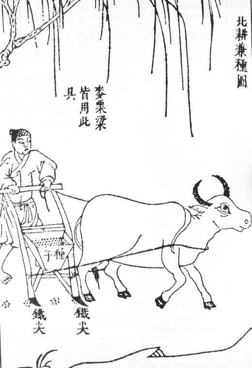 A farmer uses a seed drill